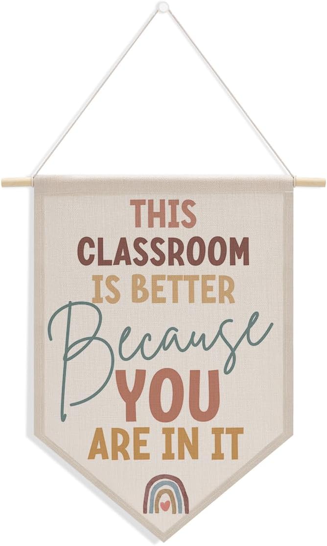 XFN Boho Rainbow Inspirational Classroom Decor Wall Decor for Boys Girls Wall Hanging Pennant Flag Banner Classroom Decoration Nursery Playroom Toddler Room Decor Wall Art Christmas Birthday Gifts - Image 1